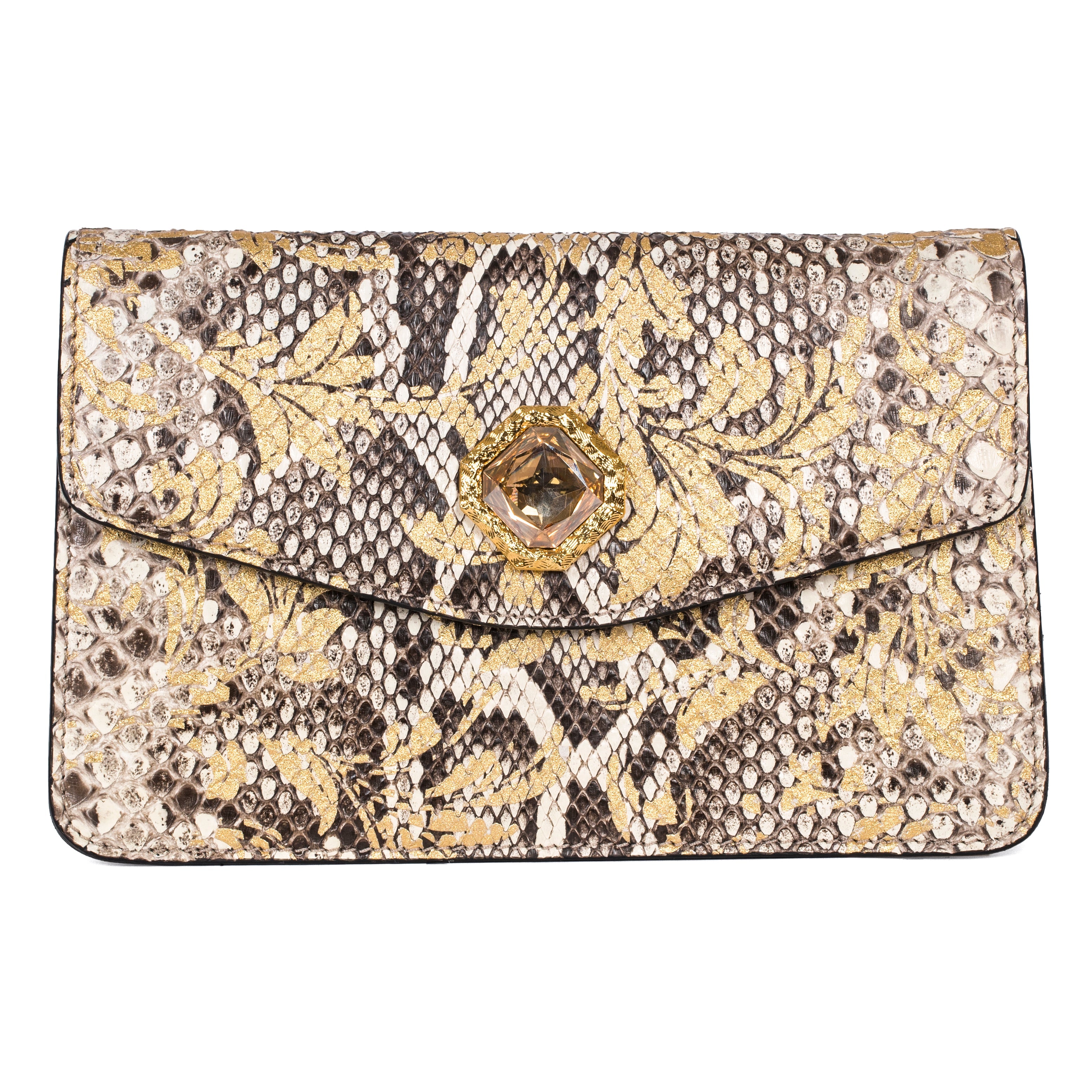 Arabesque Python Clutch With Custom Swarovski Stone