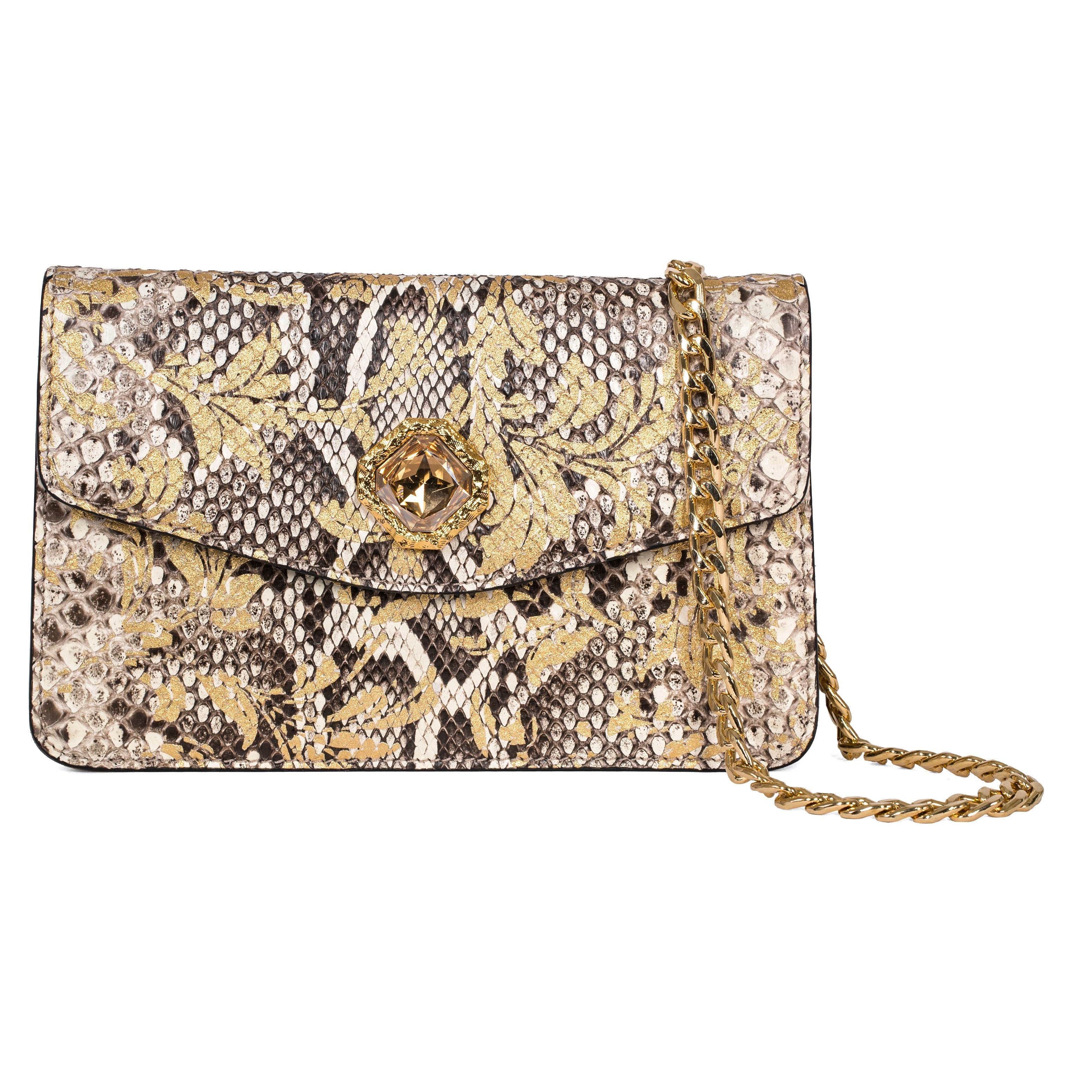 Arabesque Python Clutch With Custom Swarovski Stone