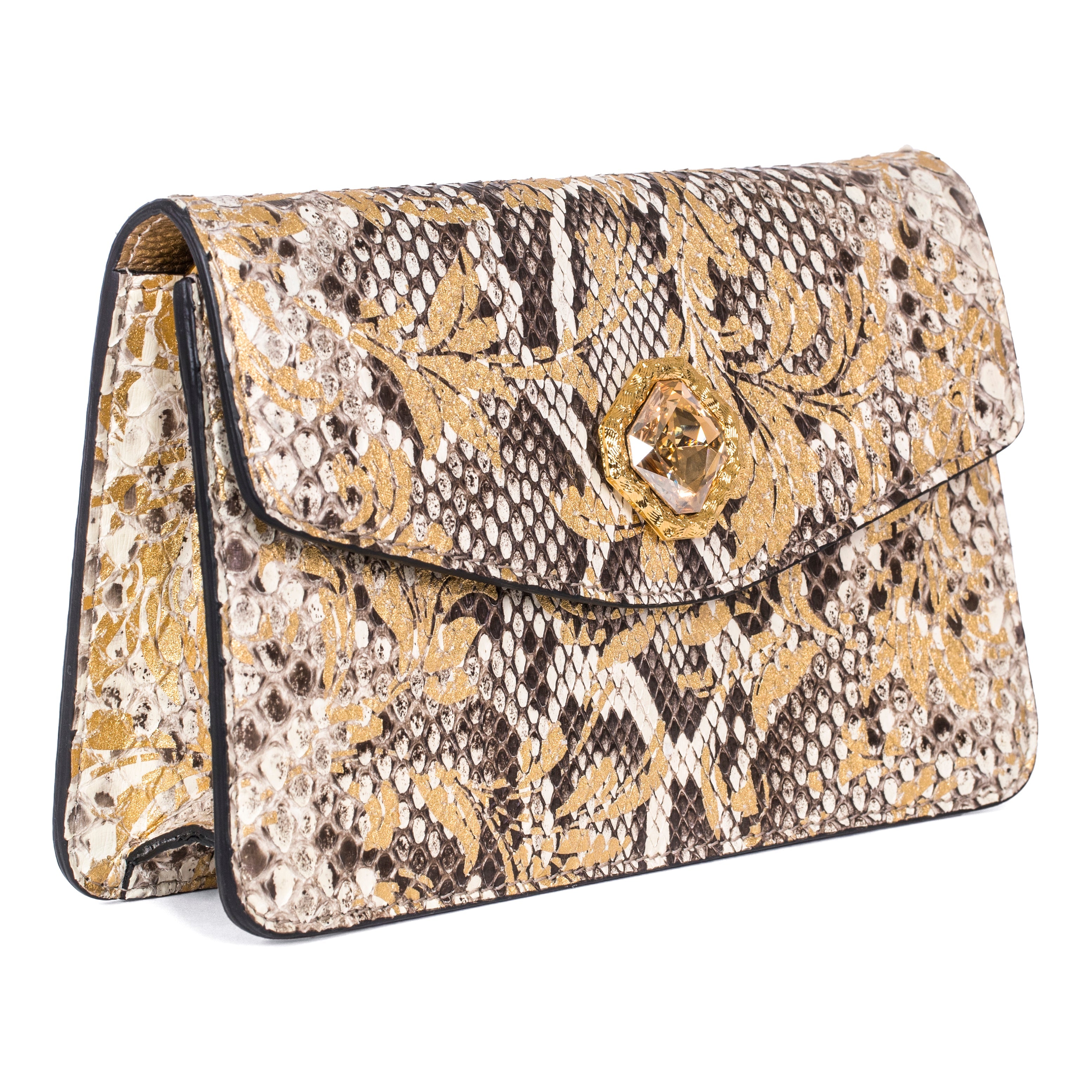 Arabesque Python Clutch With Custom Swarovski Stone