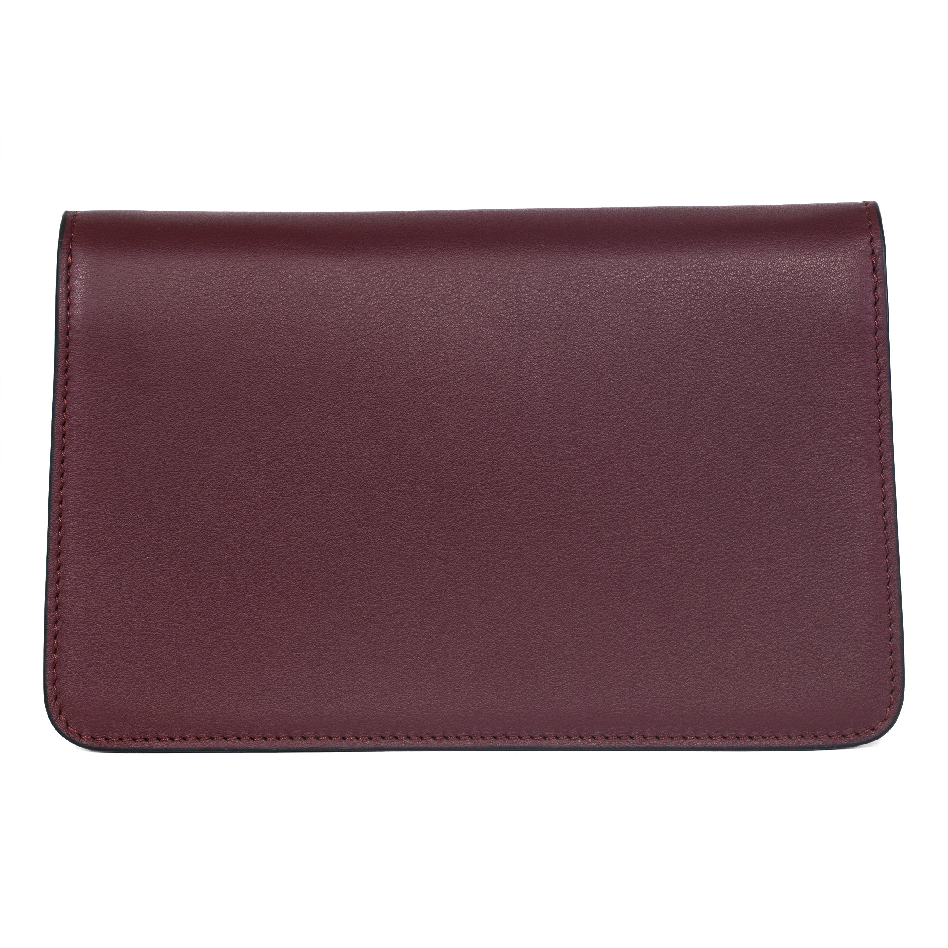Bordeaux Leather Clutch  With Custom Swarovski Stone