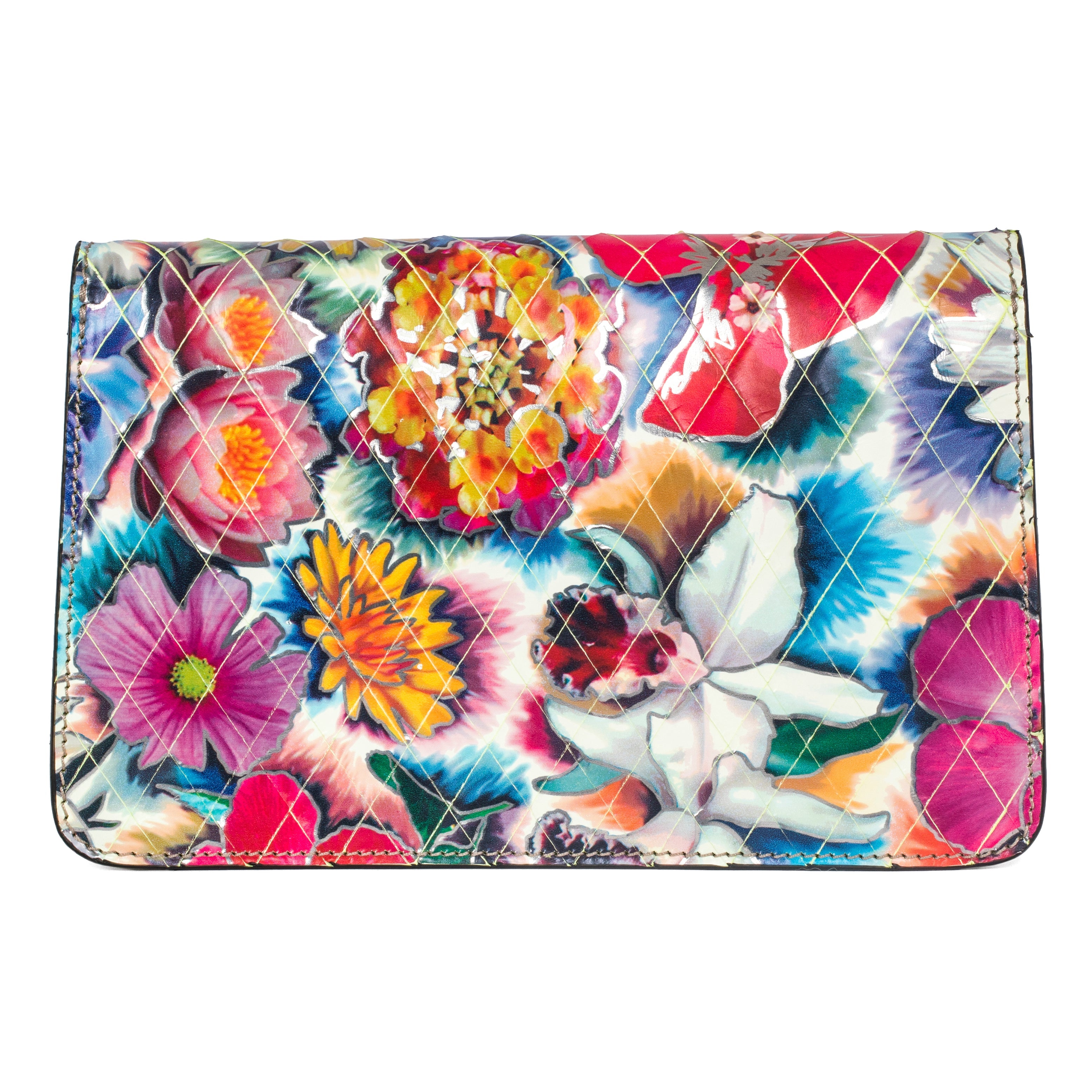 Floral Leather Clutch With Custom Swarovski Stone