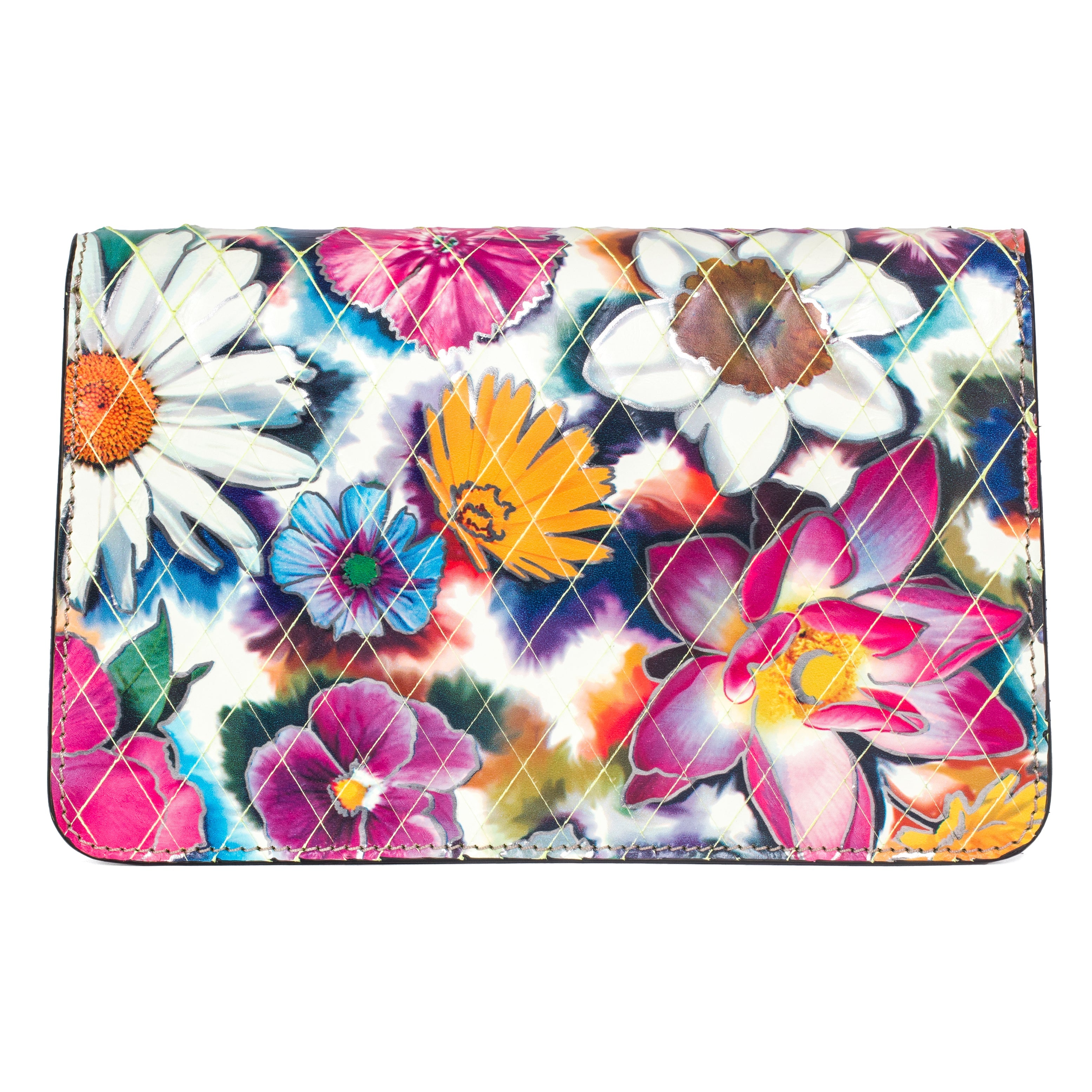 Floral Leather Clutch  With Custom Swarovski Stone