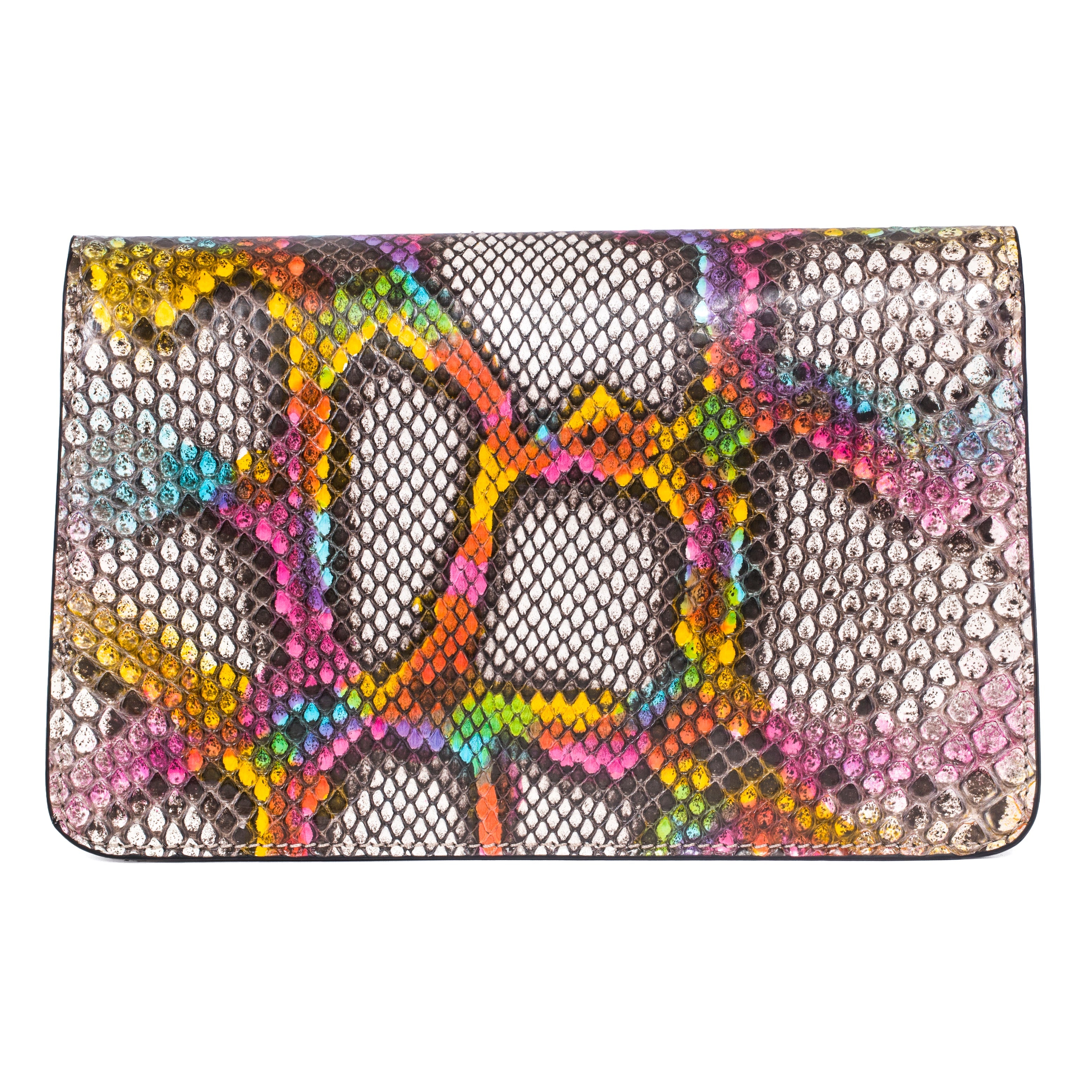Rainbow Snakeskin Clutch With Custom Swarovski Stone