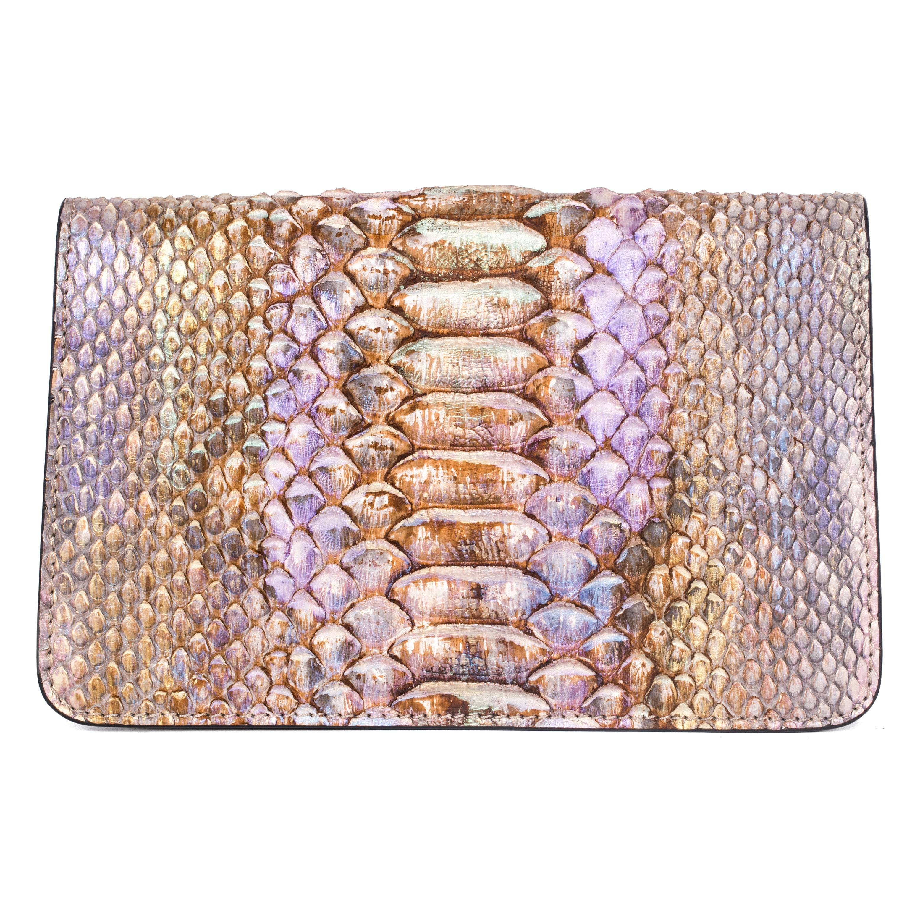 Iridescent Python Clutch With Custom Swarovski Stone