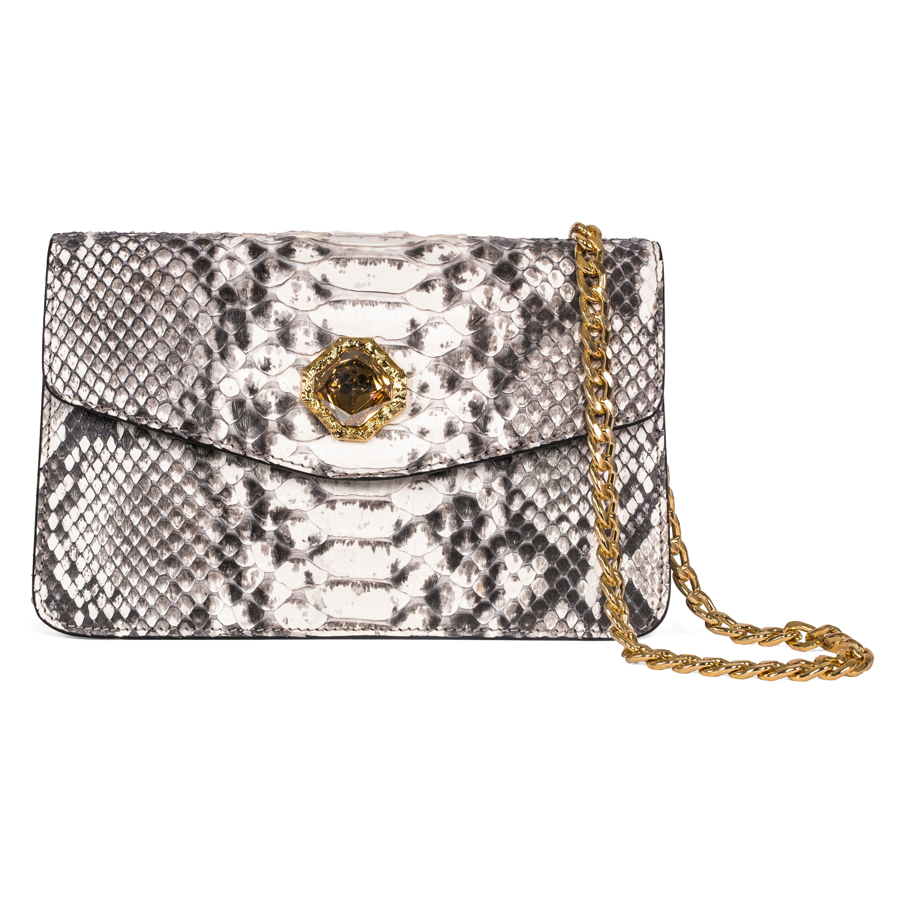 Natural Python Clutch With Custom Swarovski Stone