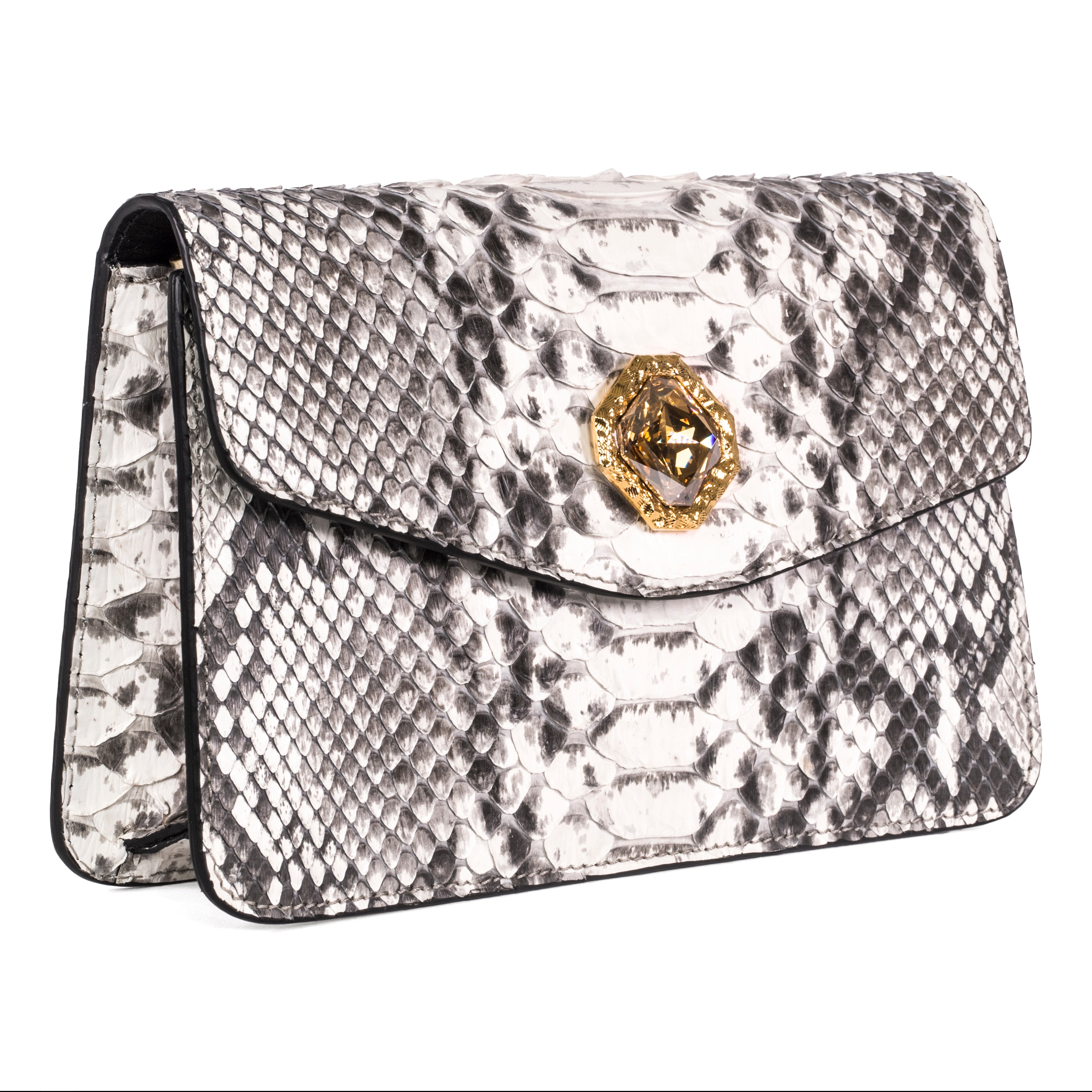 Natural Python Clutch With Custom Swarovski Stone