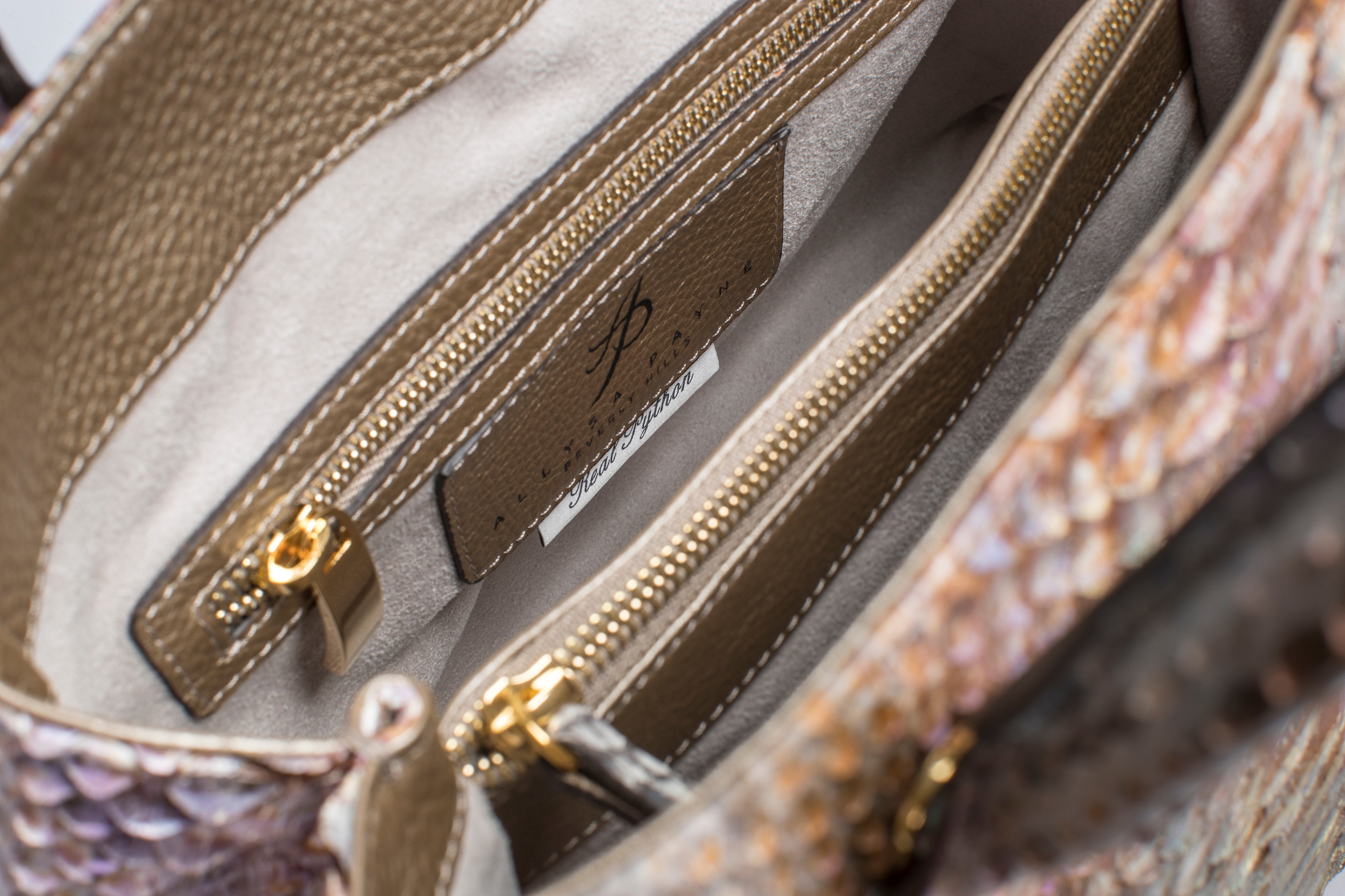 Iridescent Python Bag with Snake Head Accessory