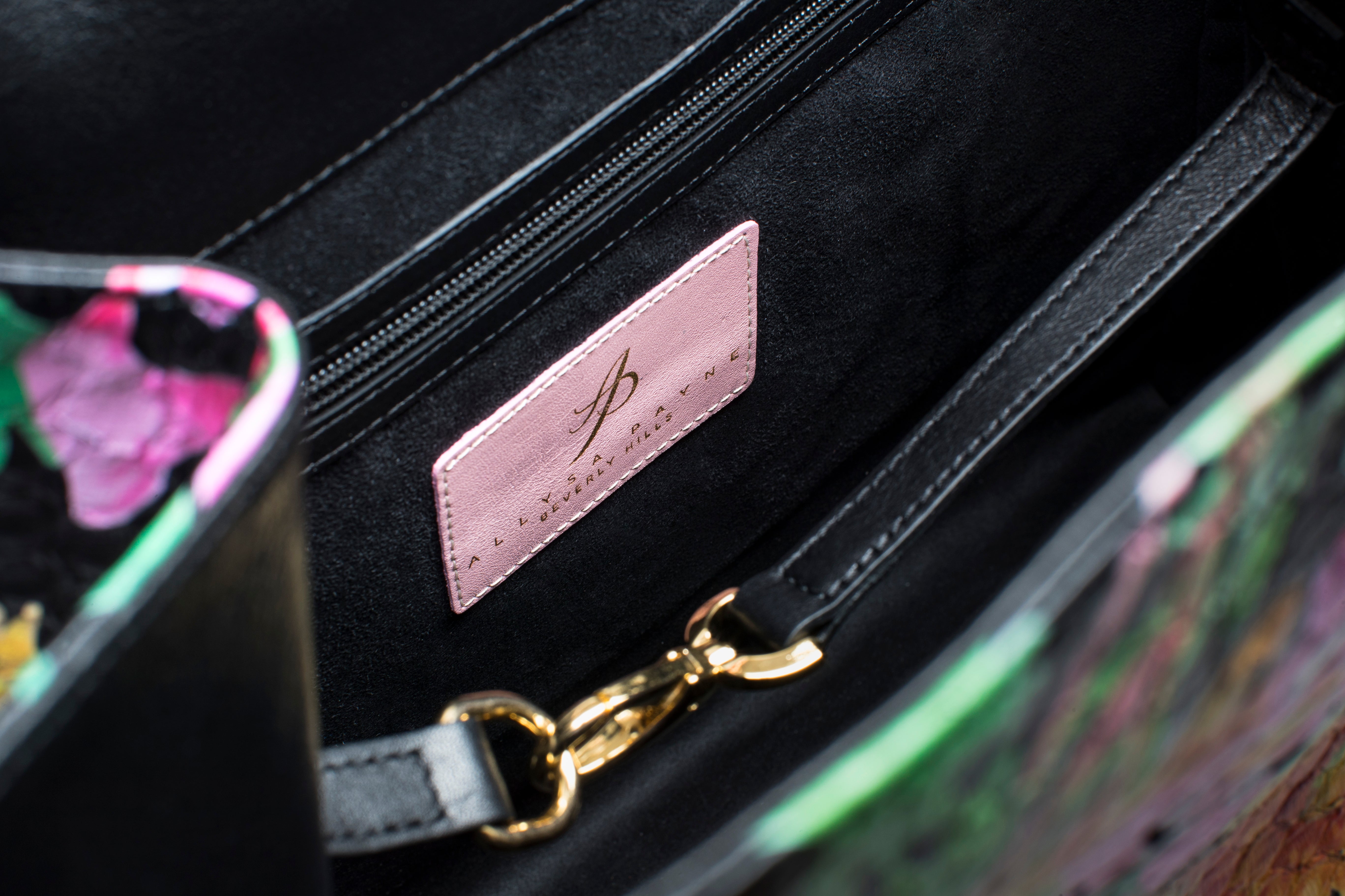 Large Floral Python Bag with Gold Snake Accessories