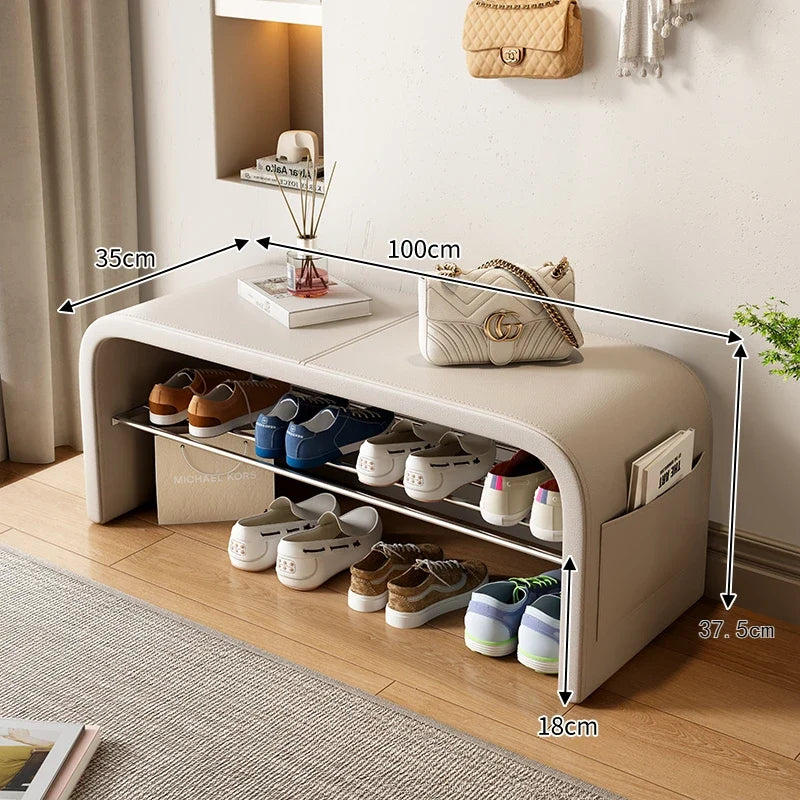 Light luxury shoe changing stool for home use, shoe wearing stool, shoe cabinet, integrated bed end stool