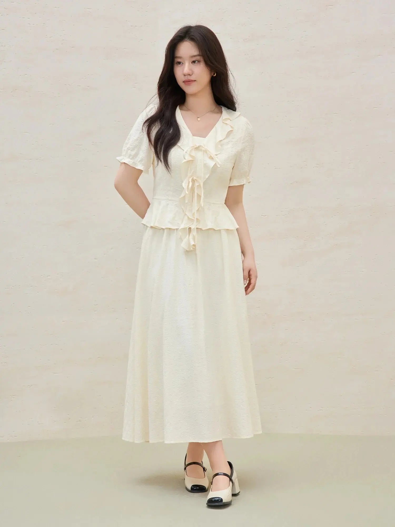French Ruffle Plus Size Two-Piece Outfit