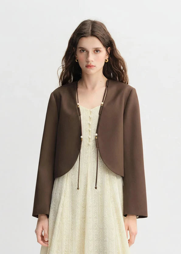 Plus Size Beaded Short Elegant Curved Autumn Jacket