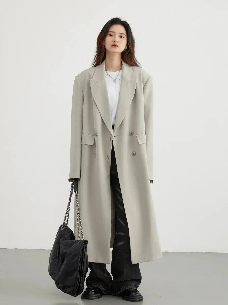 Women’s Double-Breasted Trench Coat Casual Long Overcoat