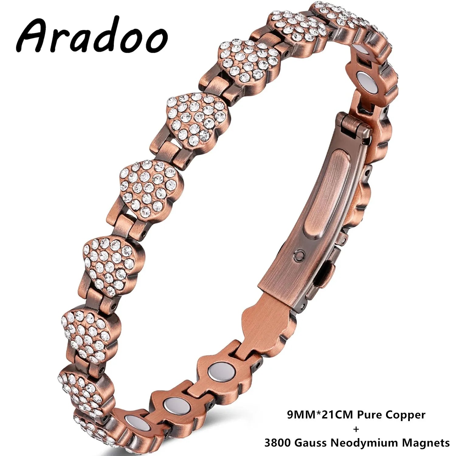 ARADOO Rose Design Pure Copper Bracelets for Women with 3800 Gauss Neodymium Magnetic Bracelet Jewelry Gifts