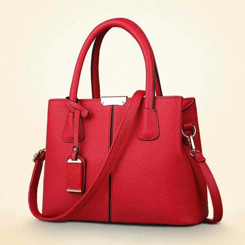 Ladies Large Tote Bag | New Fashion Women's PU Leather Square Shoulder & Crossbody Handbag (Bolsas Femininas Sac)