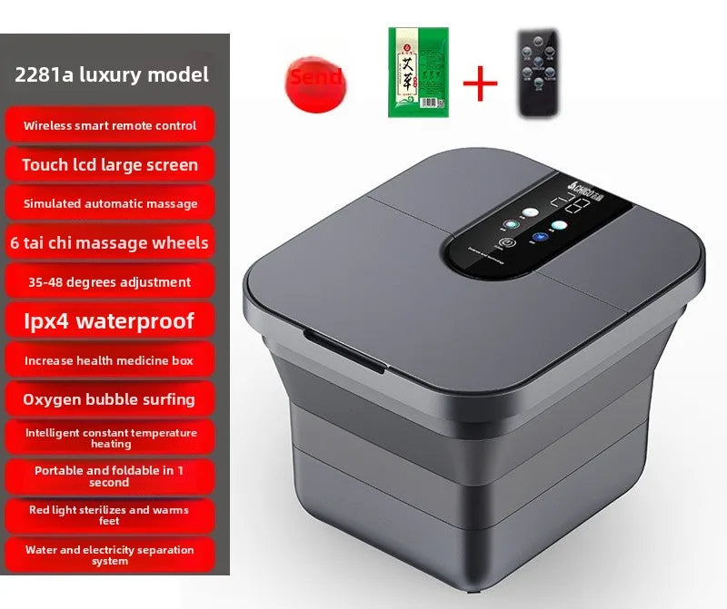 Portable Folding Foot Bath Bathtub Heated Electric Automatic Massage Foot Spa Temperature Control Folding Bucket Home Furniture