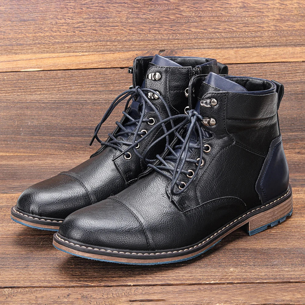 Brogue Chelsea Men's Boots | American Style Comfortable Fashion Leather Boots (Low Heel)