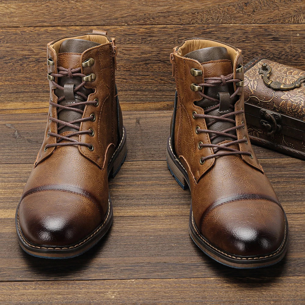 Brogue Chelsea Men's Boots | American Style Comfortable Fashion Leather Boots (Low Heel)