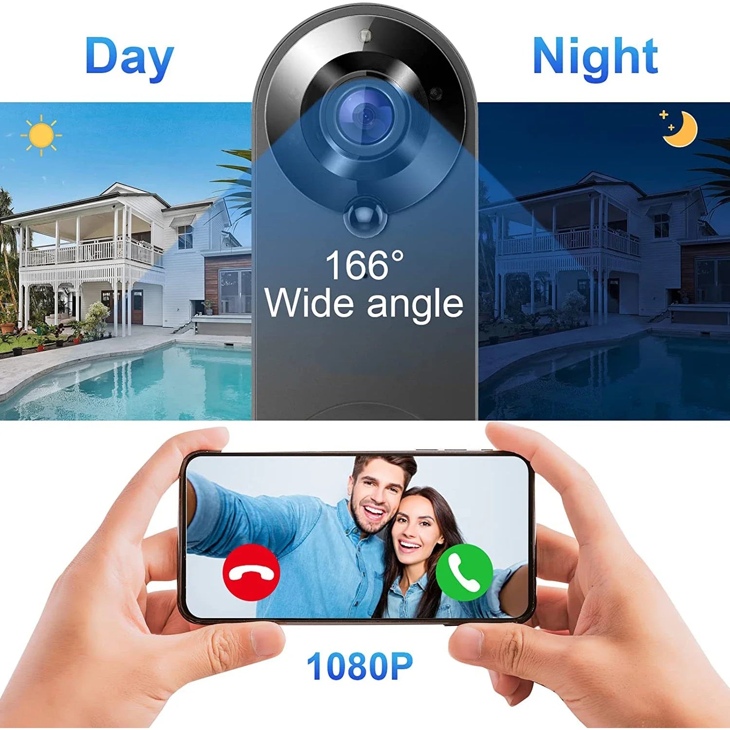 1080p Wireless Video Doorbell Camera Wifi Smart Door Bell Tuya Smart