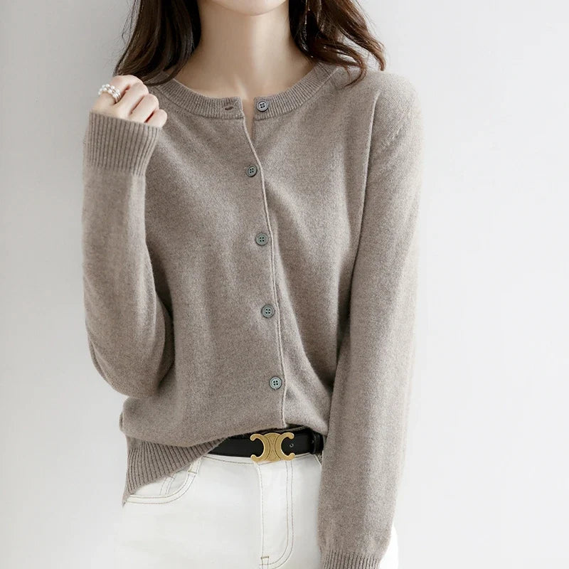 AOSSVIAO 2026 Women Cardigans Sweater O-neck Autumn Winter Knitted Cashmere Cardigans Solid Single Breasted Womens Sweaters