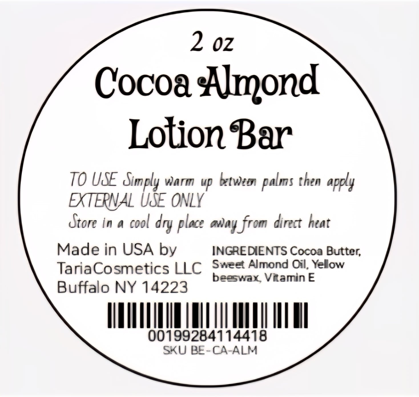Cocoa Almond Lotion Bar - Organic Cocoa Butter & Almond Oil for Radiant Skin