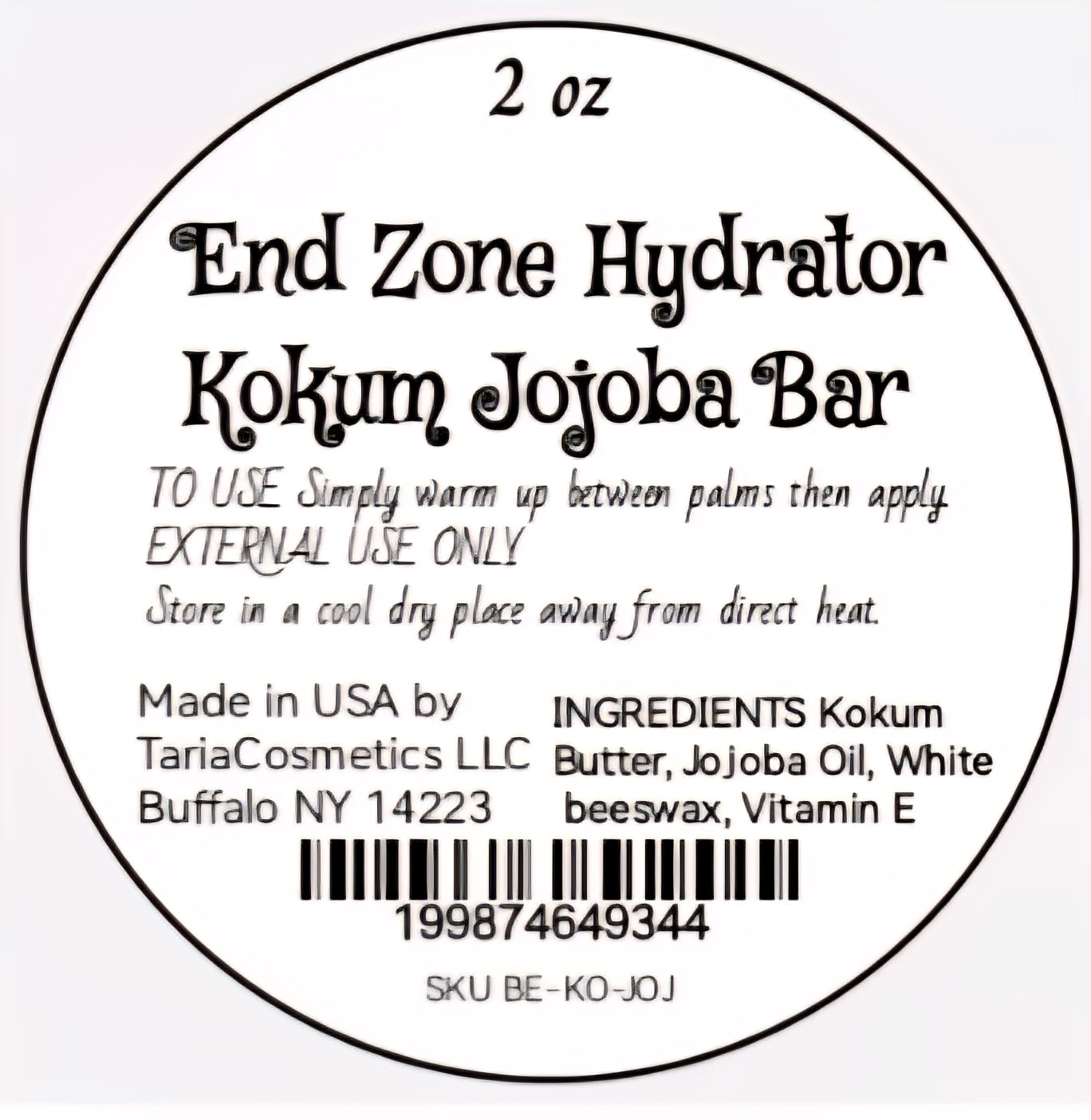 Endzone Hydrator - Organic Kokum & Jojoba Lotion Bar for Deep Moisture