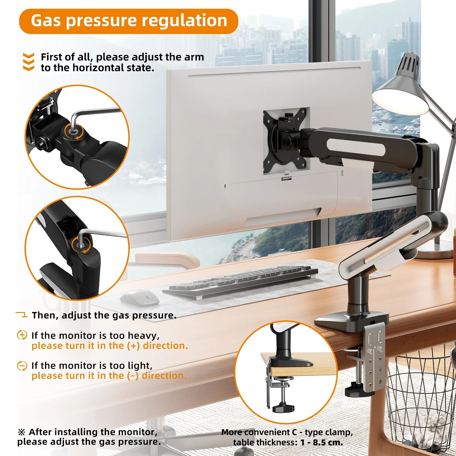 New Update Desktop Monitor Mount Bracket for 13 to 32-Inch LCD Screens Rotating Mechanical Arm Lift Base Desktop TV Screen Stand