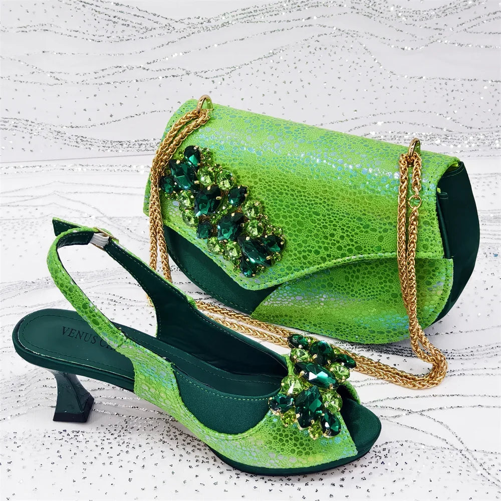 Newest Style Elegant Women High Heels And Bag Set EDS345