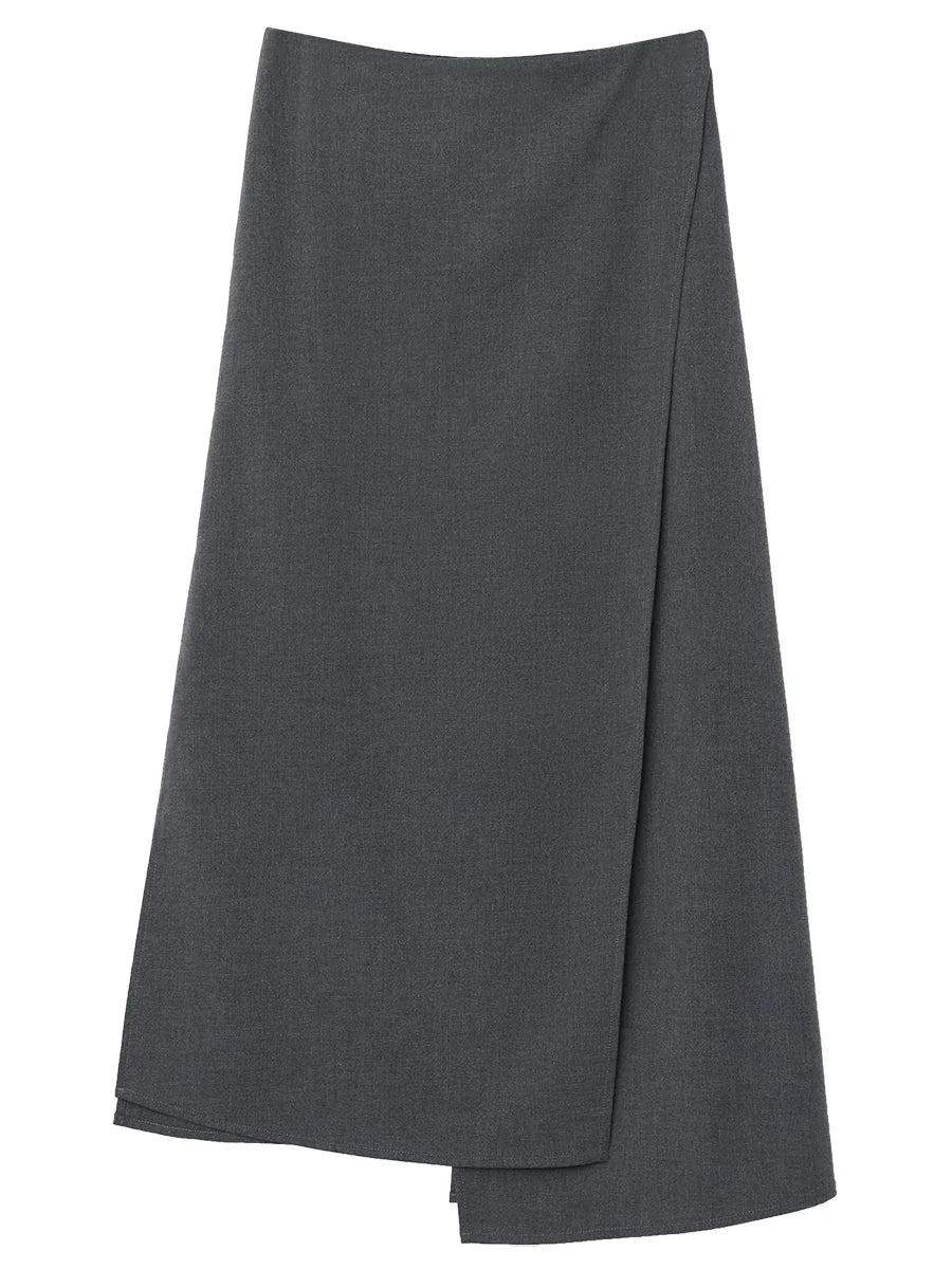 Casual Straight Tube Skirt Irregular Slit Design