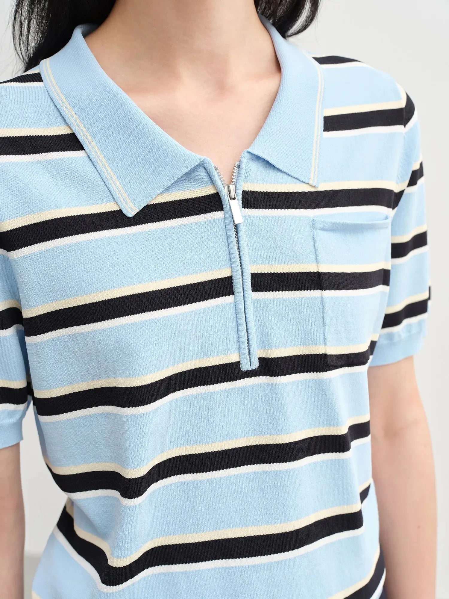 Structured Knit Top with Flattering Contrast Stripes