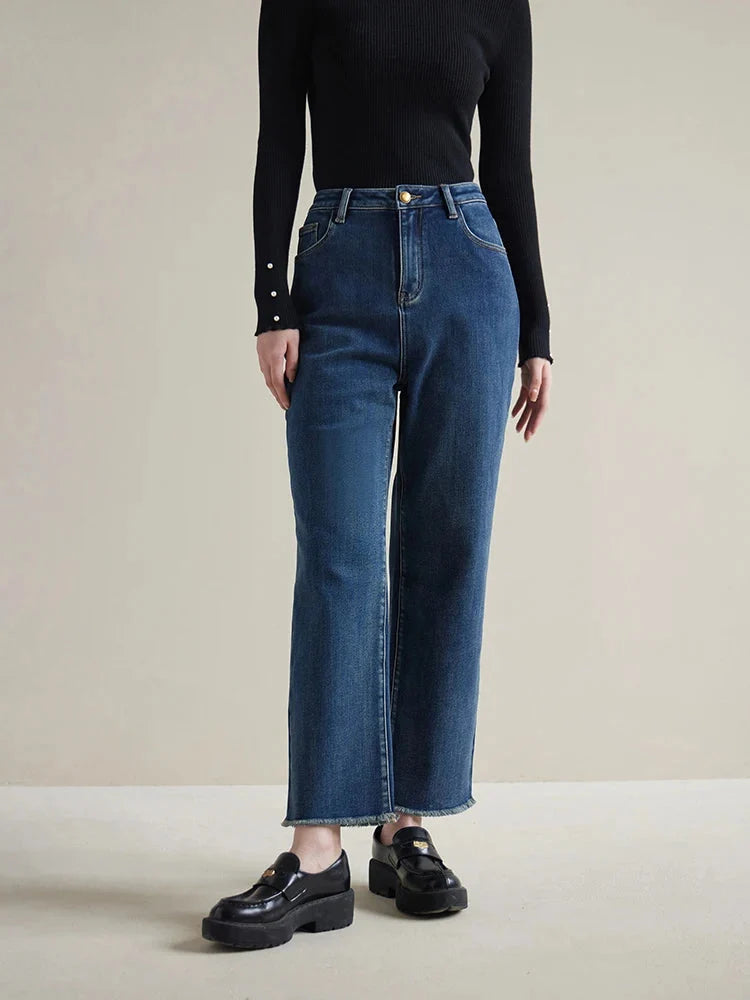 Women’s High Waist Fleece-Lined Winter Jeans