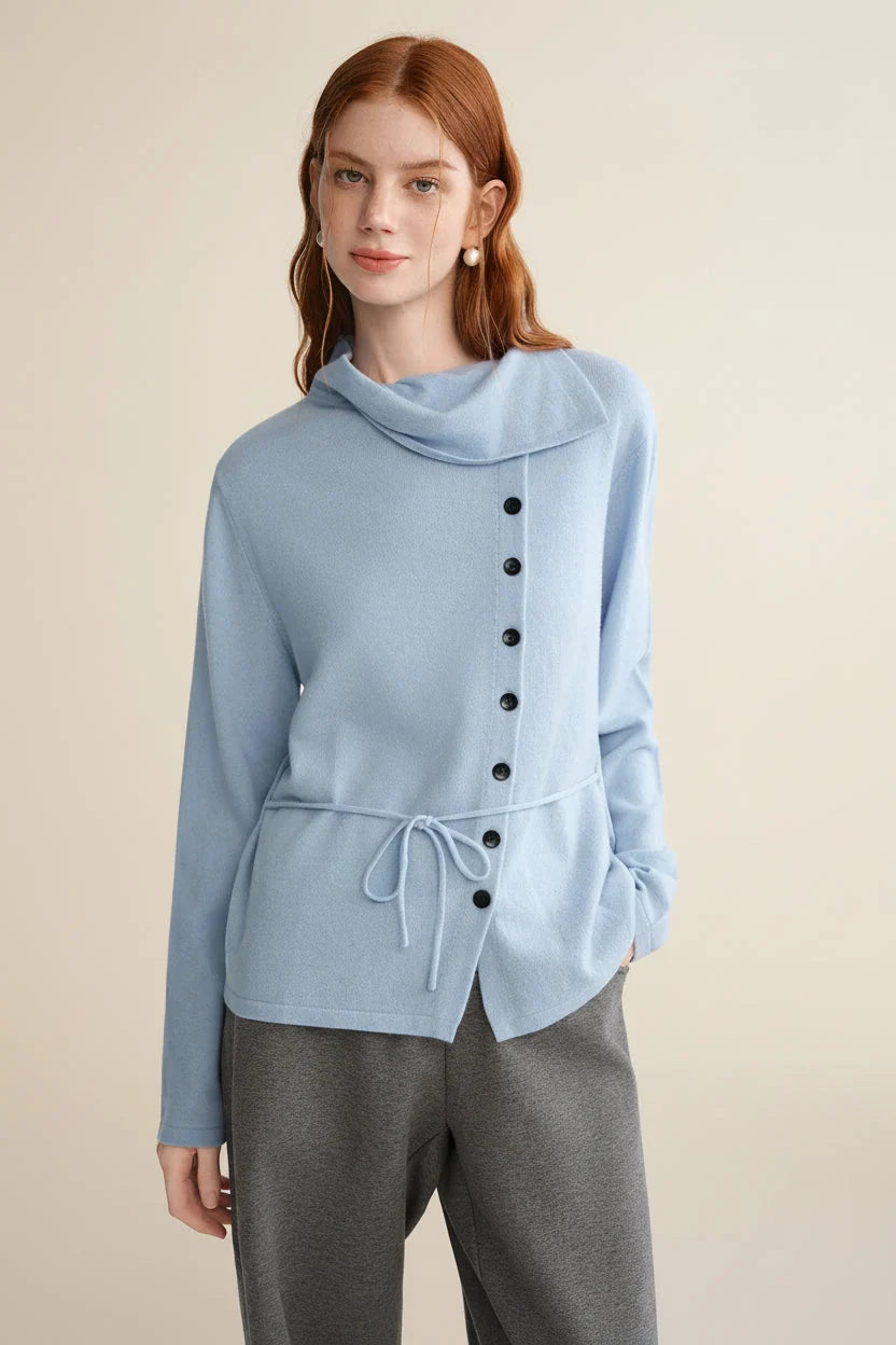 Plus Size Irregular Collar Knit Sweater Winter Women's Top