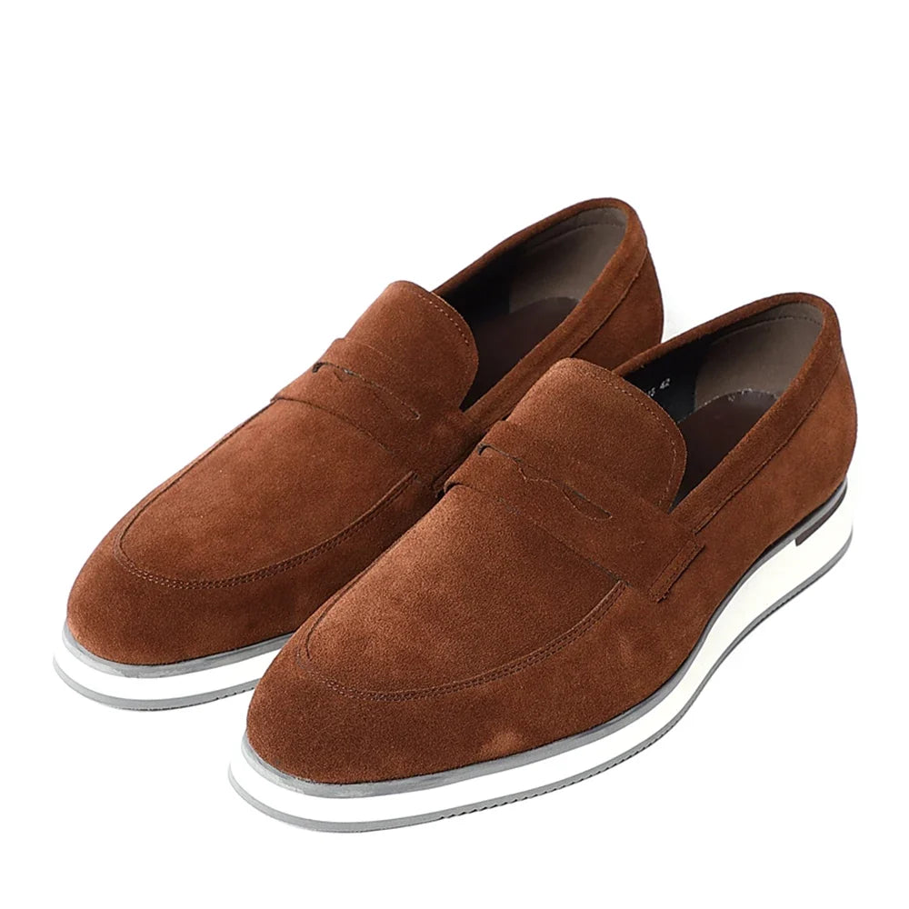 Classic Luxury Men's Cow Suede Penny Loafers | Genuine Leather Slip-on Casual Business & Social Flats