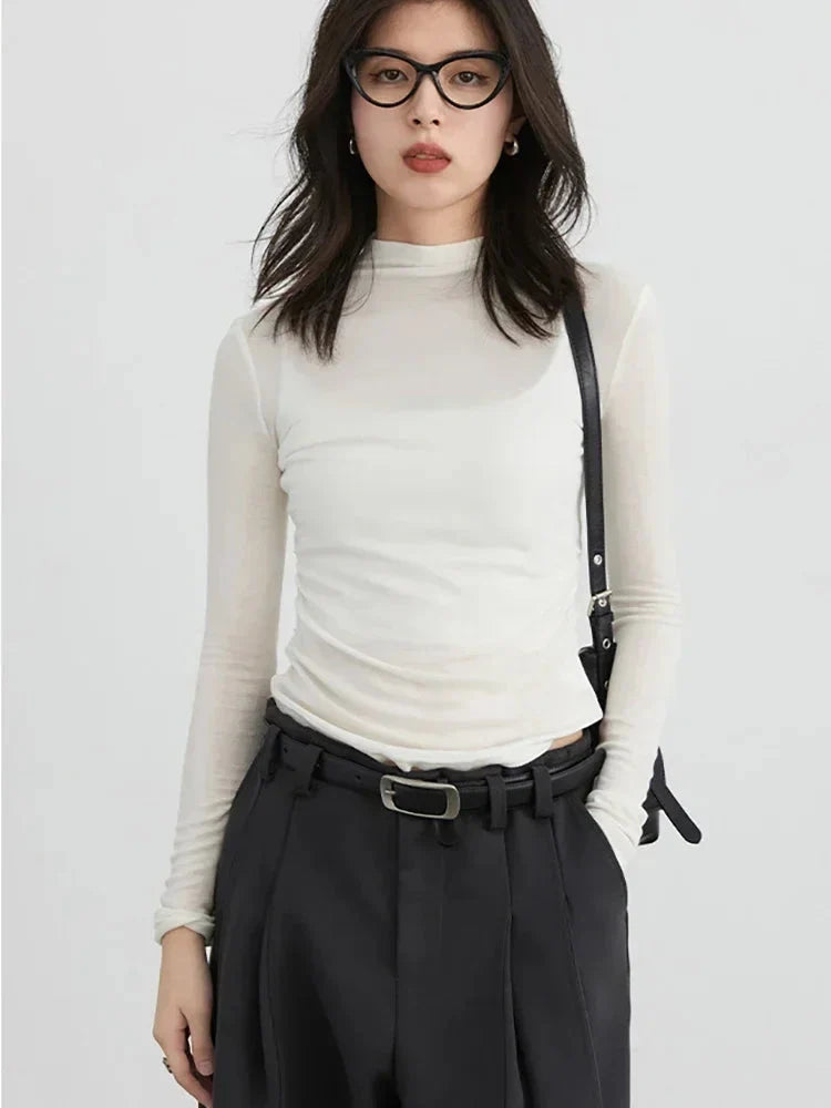 Slim Fit Knitted T-Shirt Basic Spring/Autumn Tee