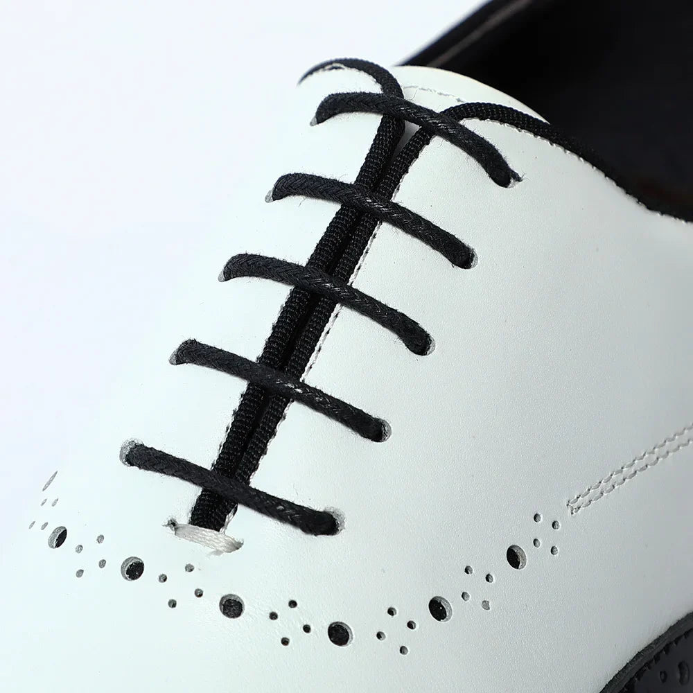 Elegant Men's White & Black Wingtip Brogue Oxfords | Genuine Leather Wedding, Party & Social Dress Shoes