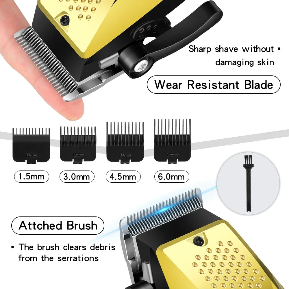 Hair Clippers for Men Professional Cordless Barber Clipper T-Blade Beard/Hair Trimmer Set Electric Razor Foil Shaver Nose Tr
