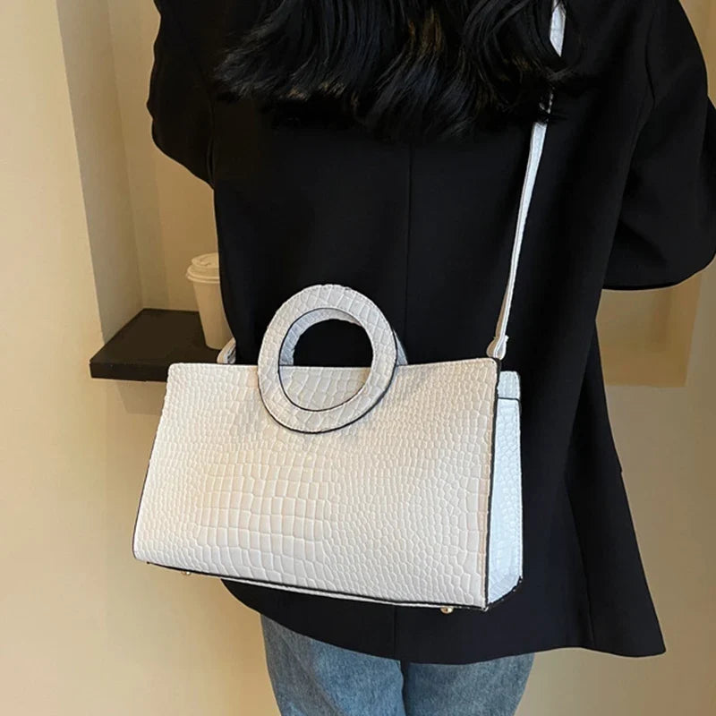 Luxury Crocodile Pattern Women's Handbag | Fashion Shoulder & Crossbody Bag (Famous Brand Designer PU Leather, Large Capacity)