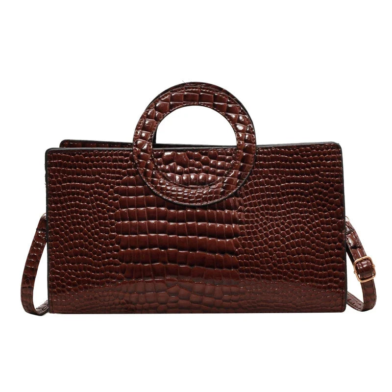 Luxury Crocodile Pattern Women's Handbag | Fashion Shoulder & Crossbody Bag (Famous Brand Designer PU Leather, Large Capacity)