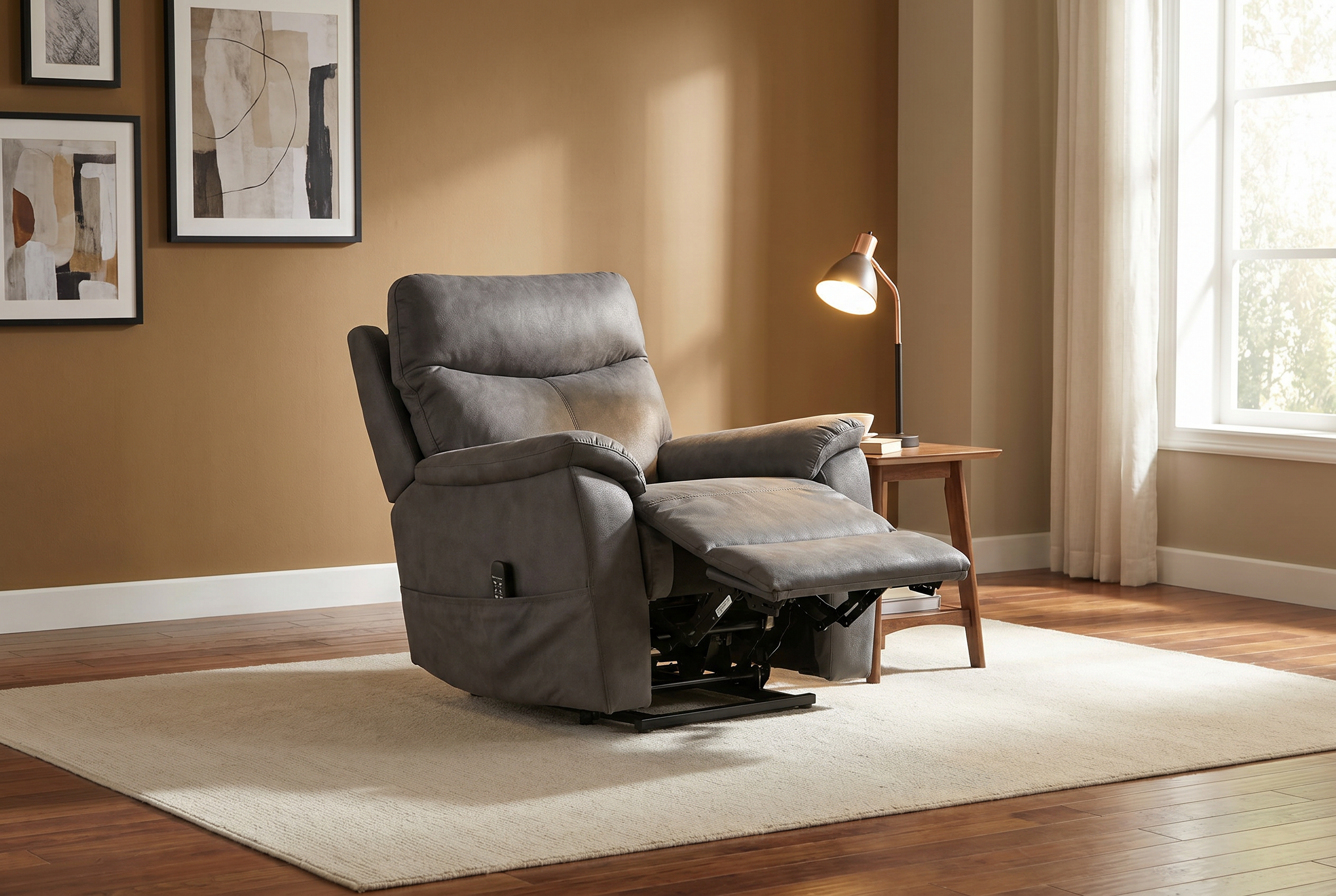 Serenity Slate Grey Ultra Infinite Position Lift Chair with Power Headrest, Heat, Massage & Wireless Charging