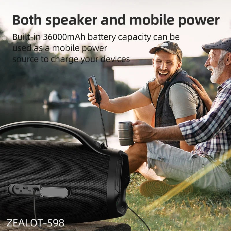 ZEALOT S98 160W Big Power Portable Bluetooth Speaker Wireless TWS Subwoofer Bluetooth Speaker Waterproof Mobile HIFI Quality