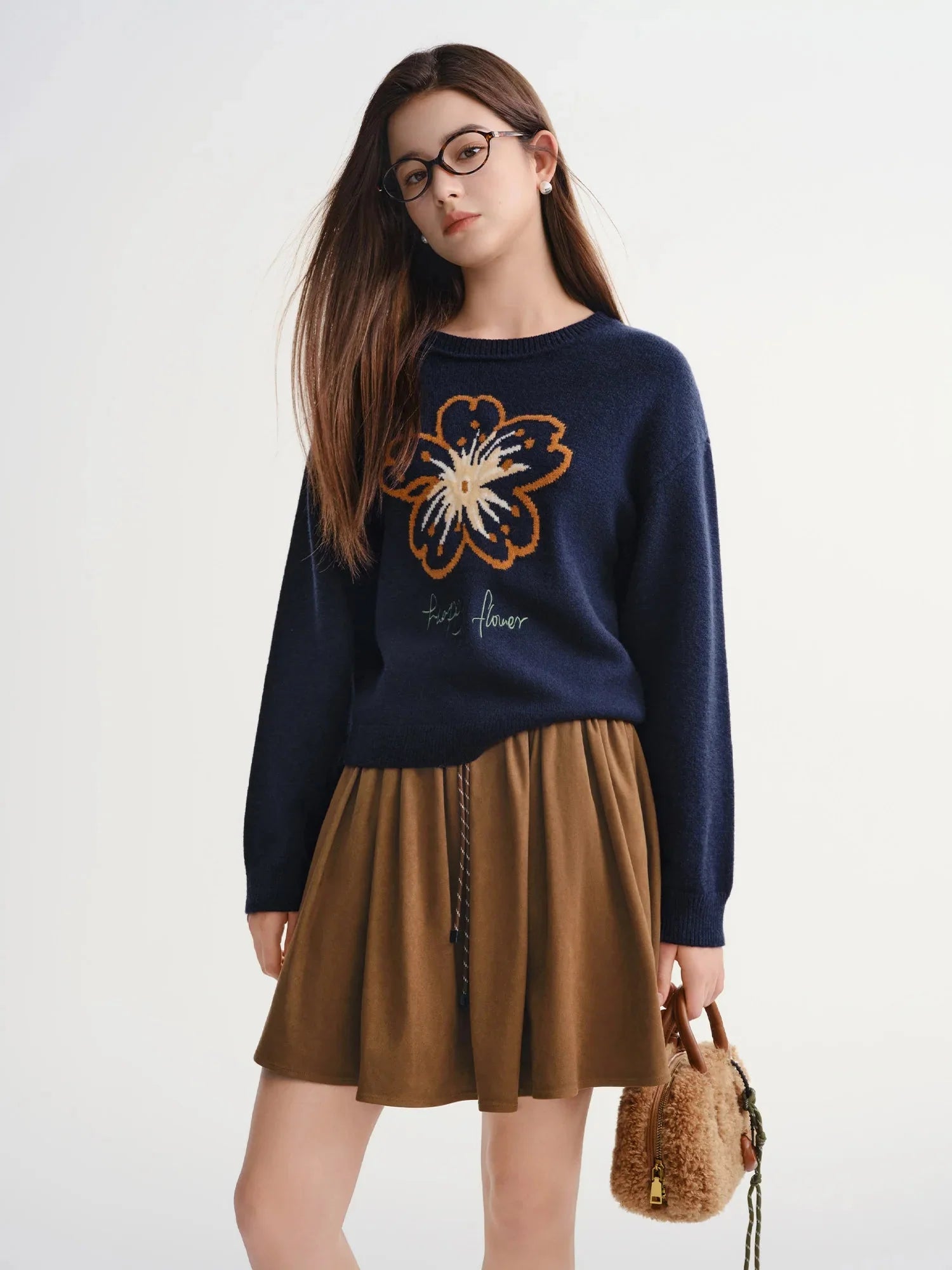 Plus Size Floral Vintage Knit Sweater Embroidered Pullover