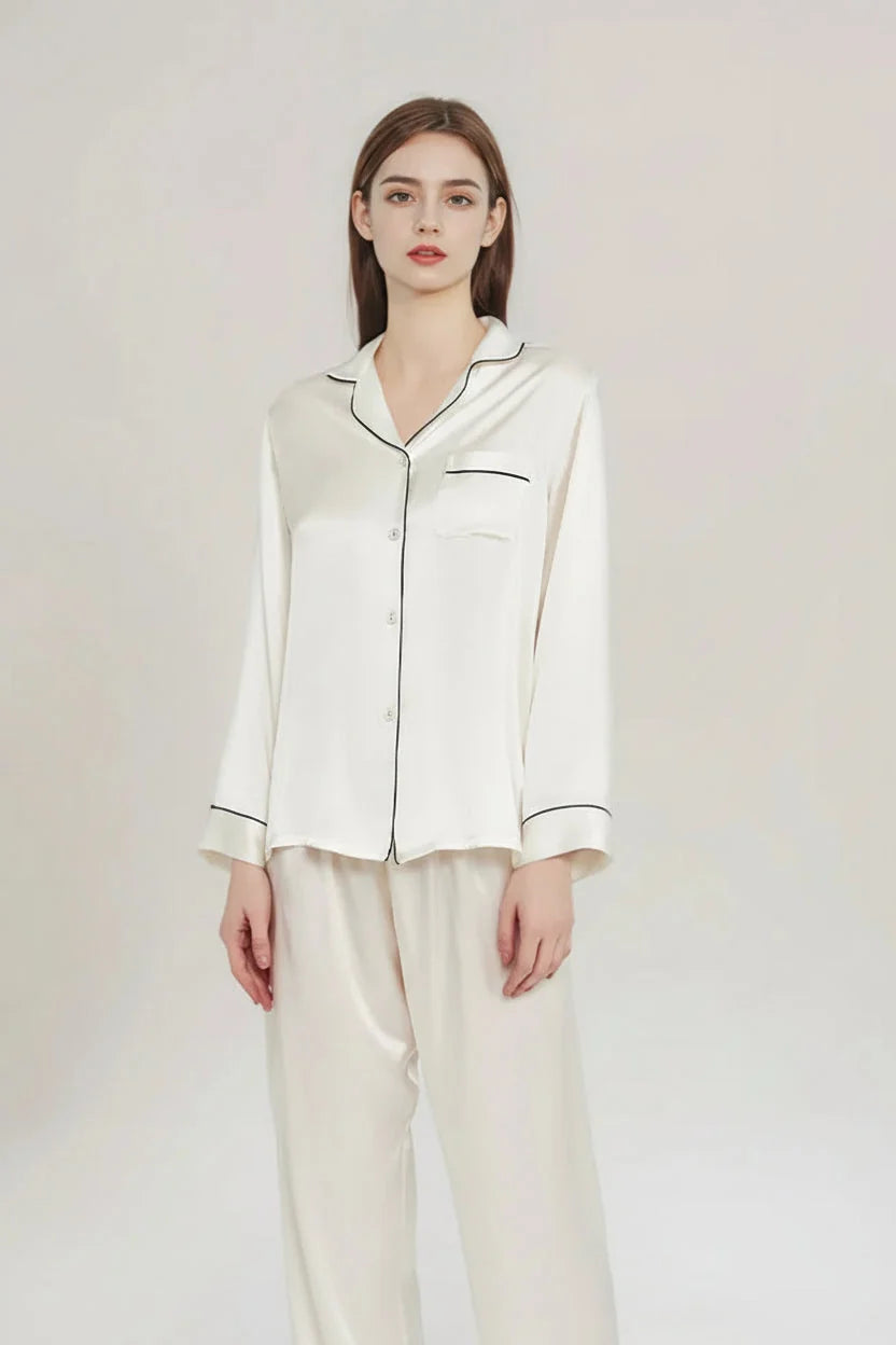 Women’s Mulberry Silk Pajama Set Long Sleeve Summer