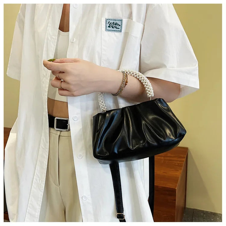 Women's Cloud Bag | New Fashionable Soft Solid-Color PU Leather Single-Shoulder & Crossbody Bag (Simple & Stylish)