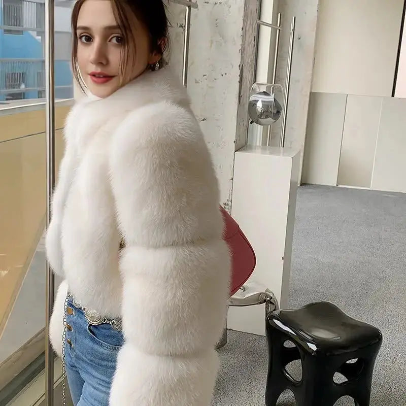 Natural Fox Fur Coat: Short, Wild, & Young Catwalk Style