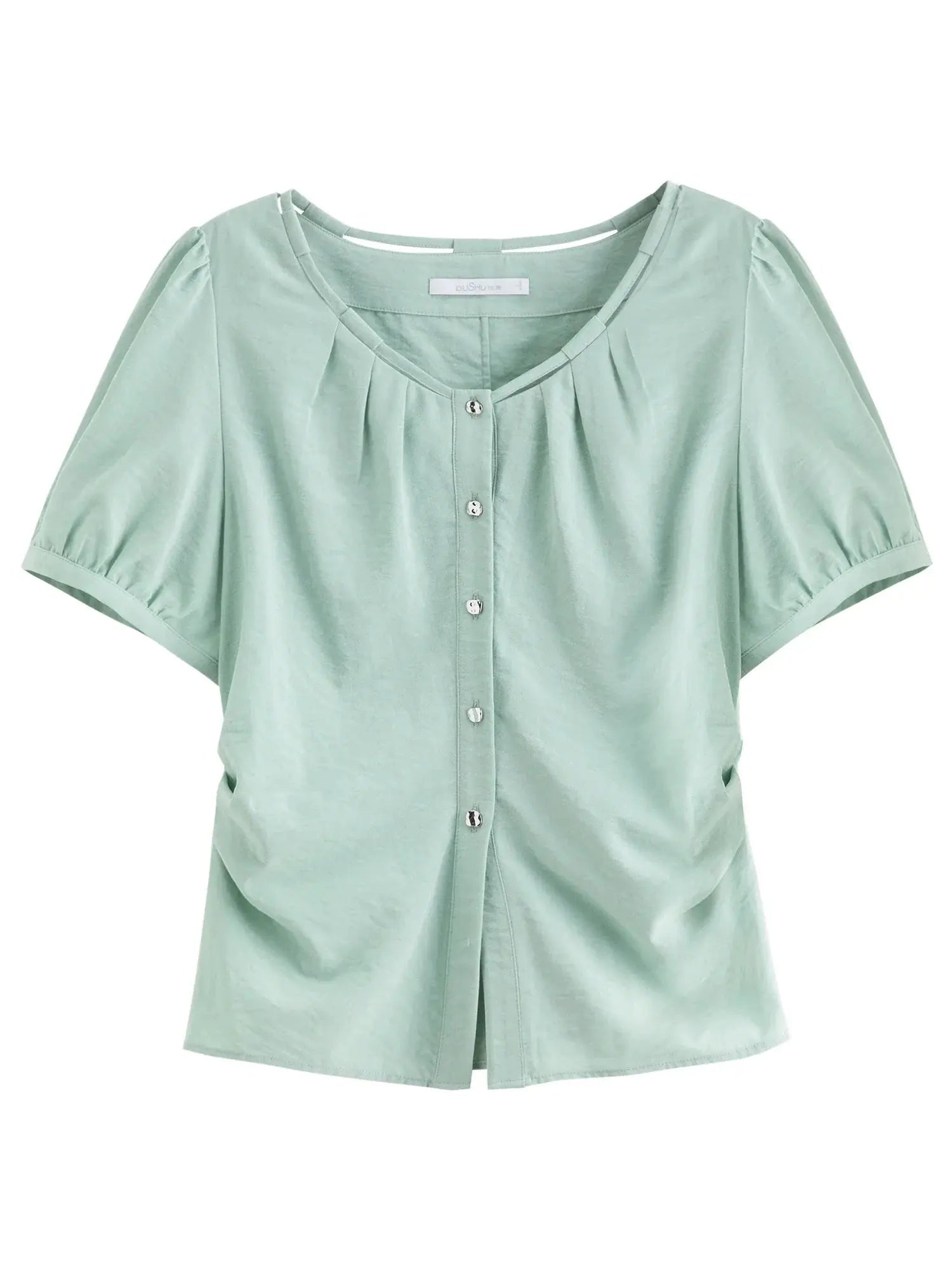 Pleated Short-Sleeve Shirt + Slim Skirt for Summer.