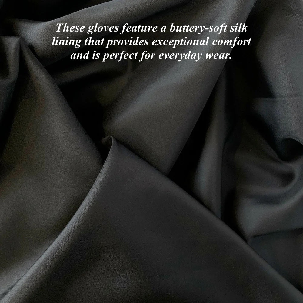 Sofia (light blue) - Italian lambskin leather gloves with silk lining