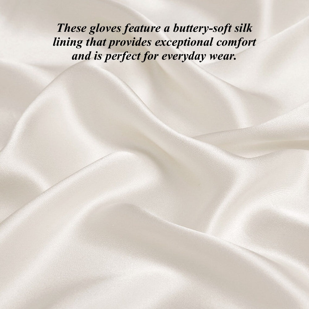 Angelina (ivory) - Italian silk lined 8-button length leather bridal / opera gloves