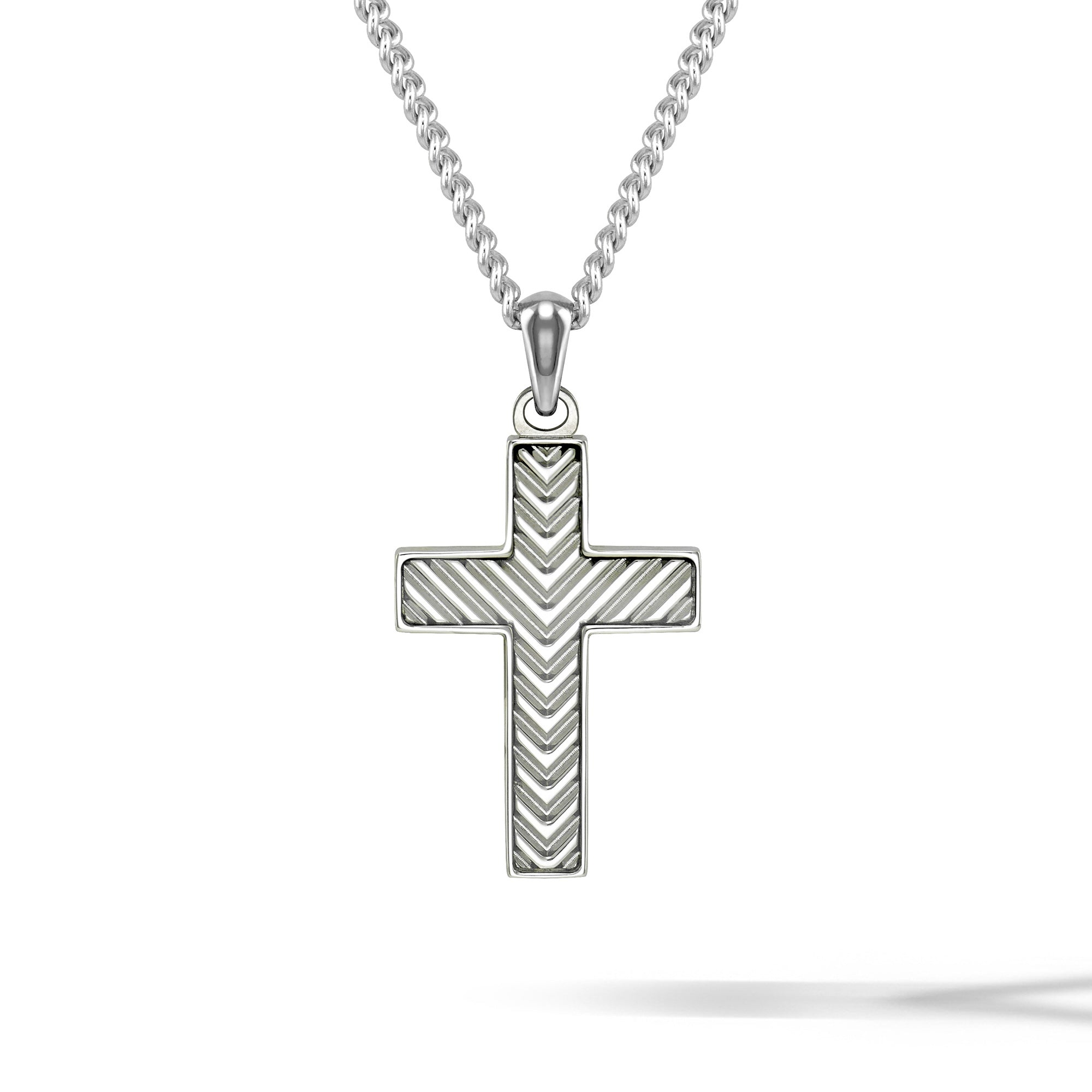 Chevron Cross Pendant - Silver