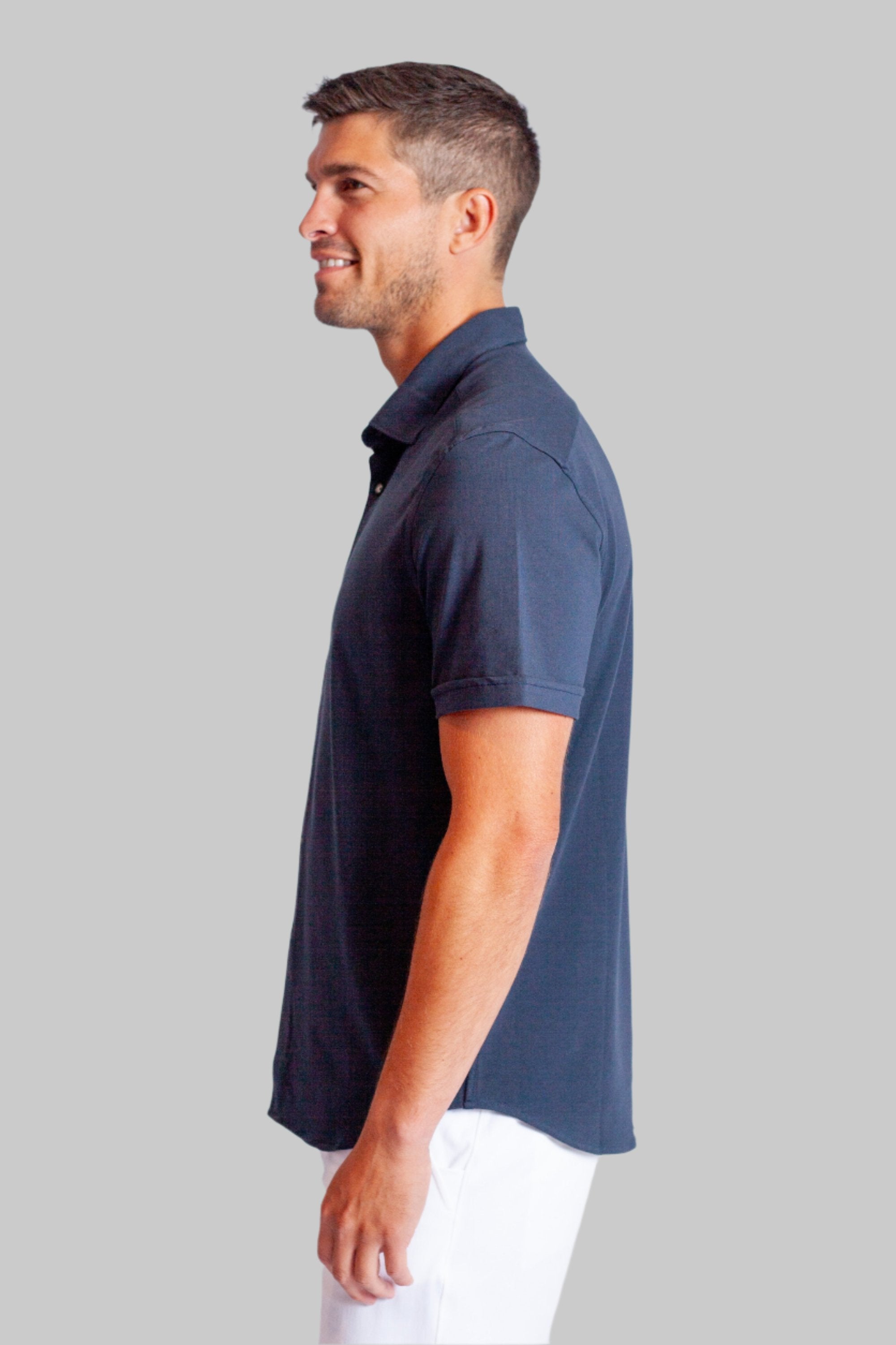 Cinqo 'Single Shot' Short Sleeve Shirt - Blue Night - Men