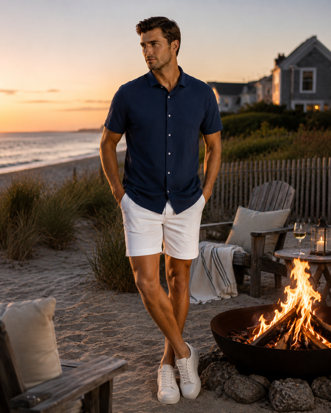 Cinqo 'Single Shot' Short Sleeve Shirt - Blue Night - Men