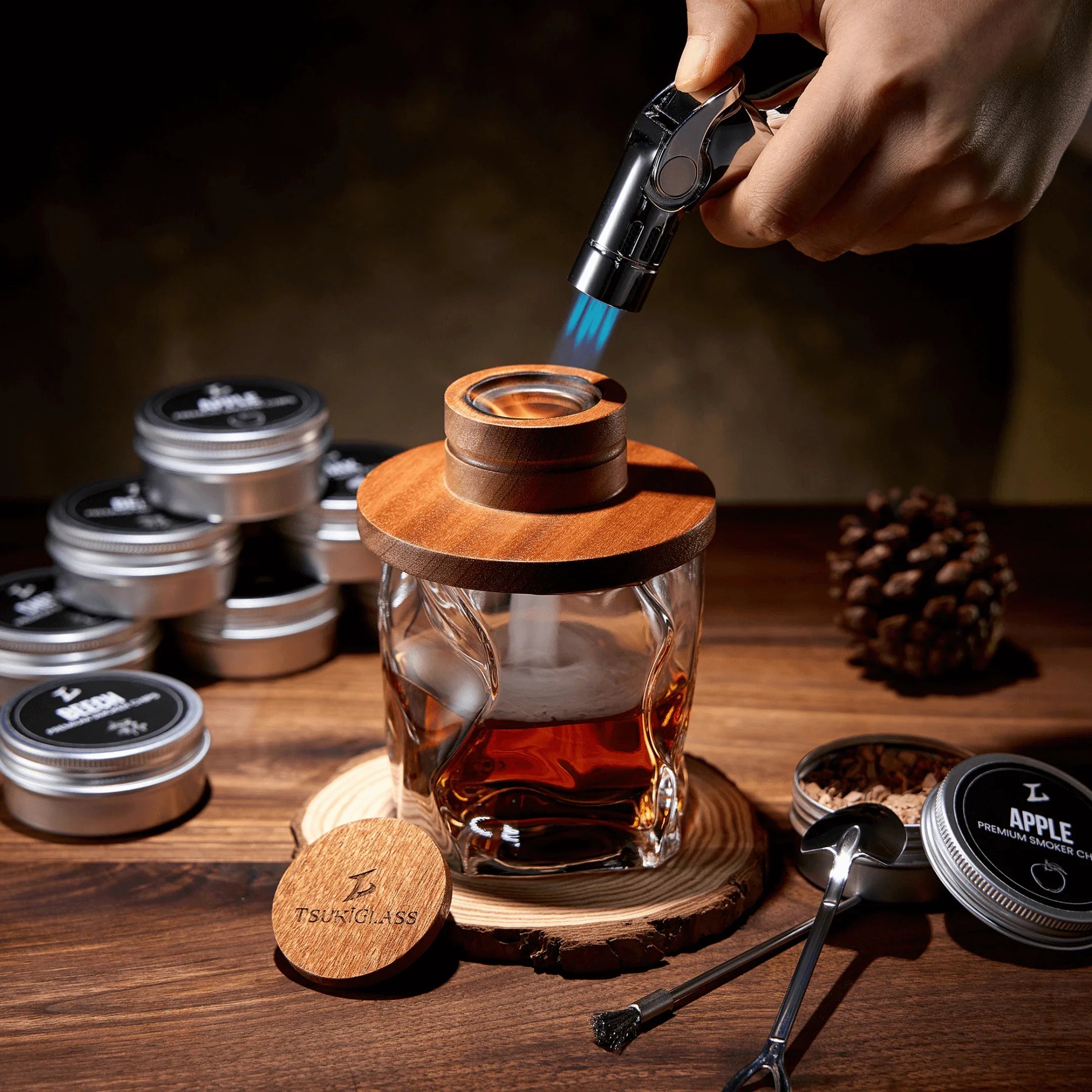 Tsuki Smoker Kit For Whisky & Cocktails (With Torch)